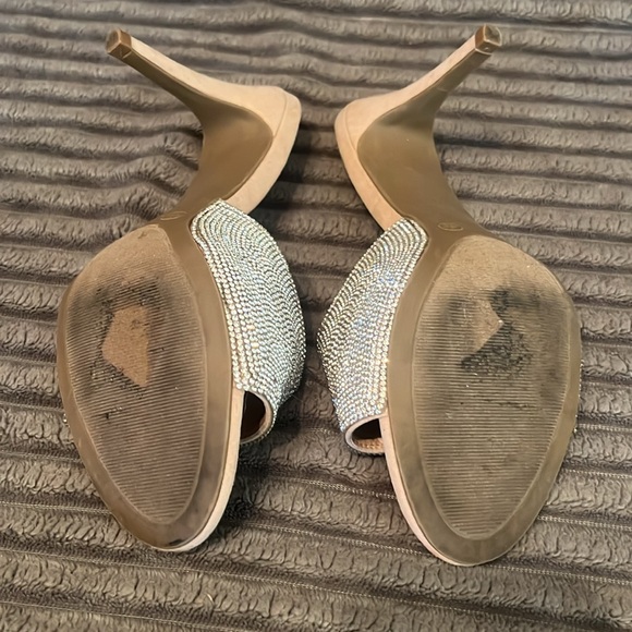 David’s Bridal slide on 3.5” rhinestone heels - Picture 2 of 3